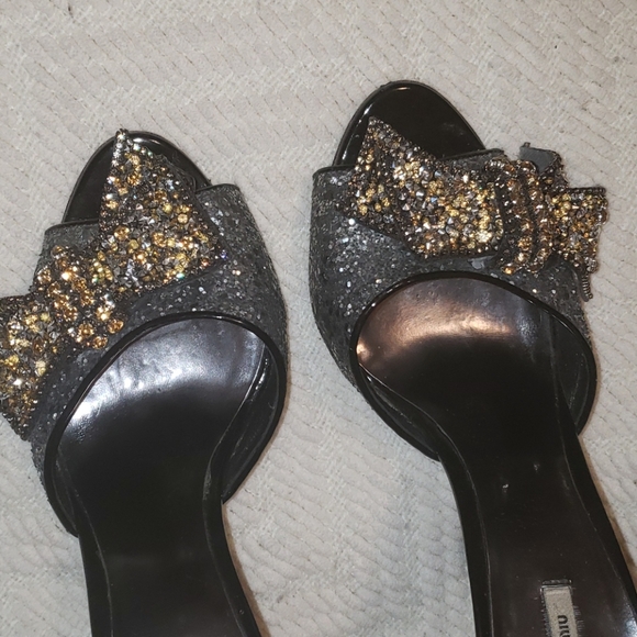 Miu Miu prada glitter mules shoes size 8 - Picture 6 of 11